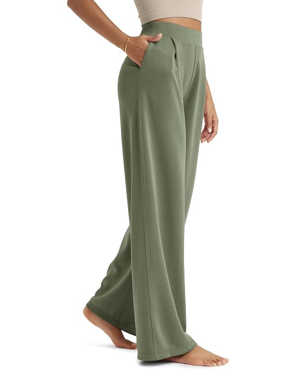 ODODOS Modal Soft Wide Leg Pants for Women High Waist Casual Relaxed Pants with Pockets-27/29"/ 3... | Amazon (US)