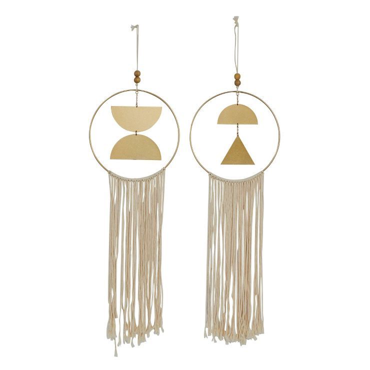 Metal Geometric Wall Decor with Fringe Detailing Set of 2 Gold - Olivia & May | Target