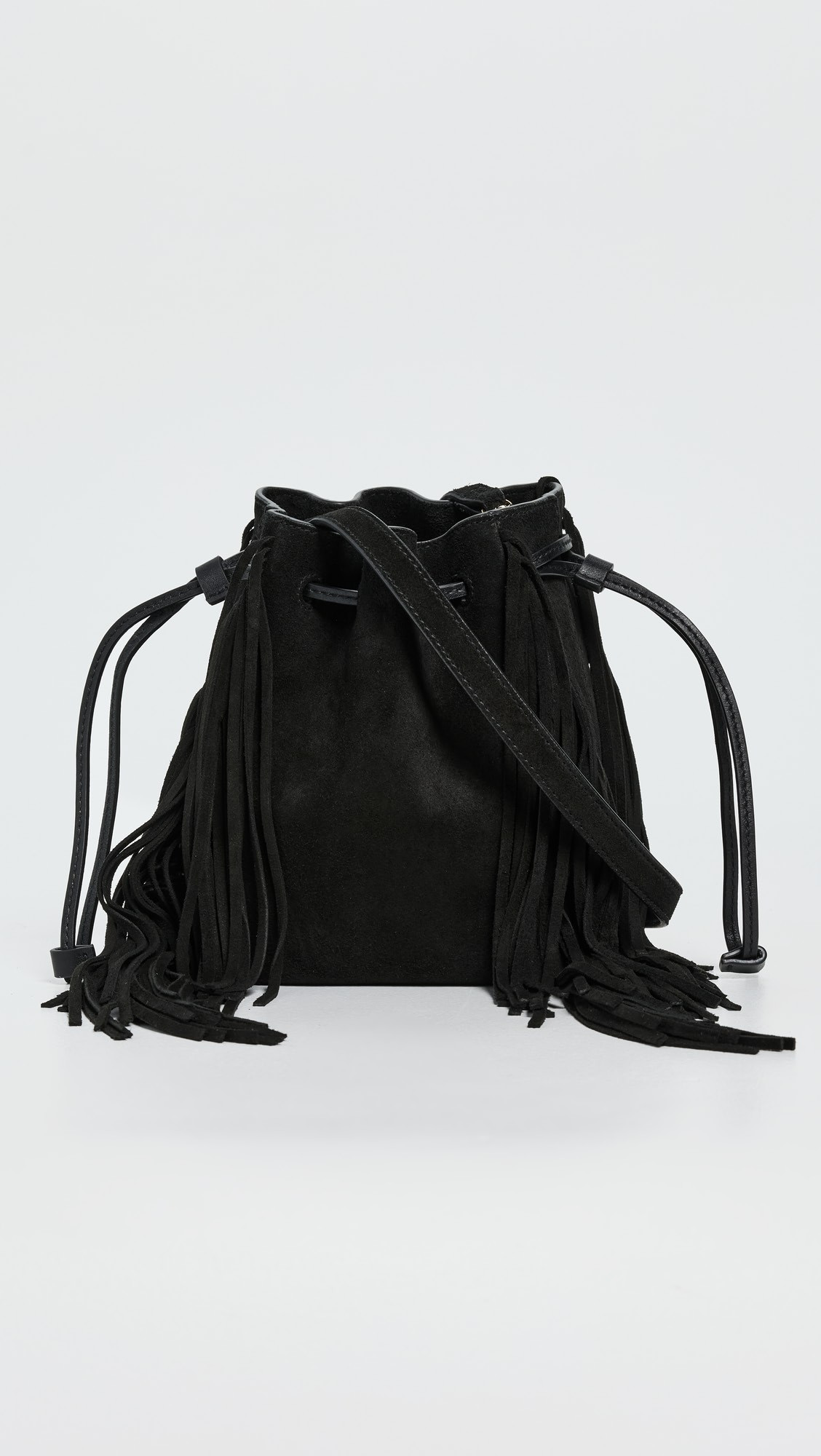The Drawstring Crossbody Bucket Bag in Suede | Shopbop