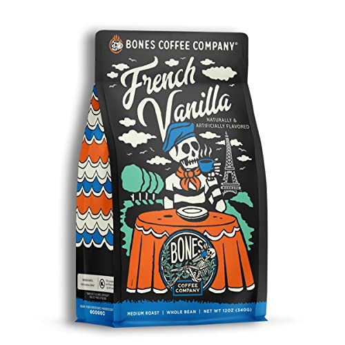 Bones Coffee Company French Vanilla Ground Coffee Beans, Low Acid Flavored Coffee, Made with Arabica Coffee Beans, Medium Roast Gourmet Coffee (12 oz) | Amazon (US)
