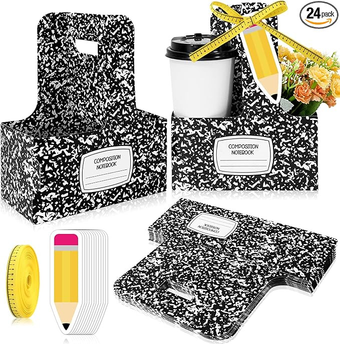 JarThenaAMCS 24Pcs Teacher Appreciation Gifts 2 Cup Composition Drink Carrier with Pencil Cards H... | Amazon (US)