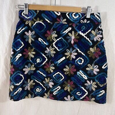 Zara Women’s Mini Skirt Size Medium Embroidered Yarn Flowers Multicolor  | eBay | eBay US