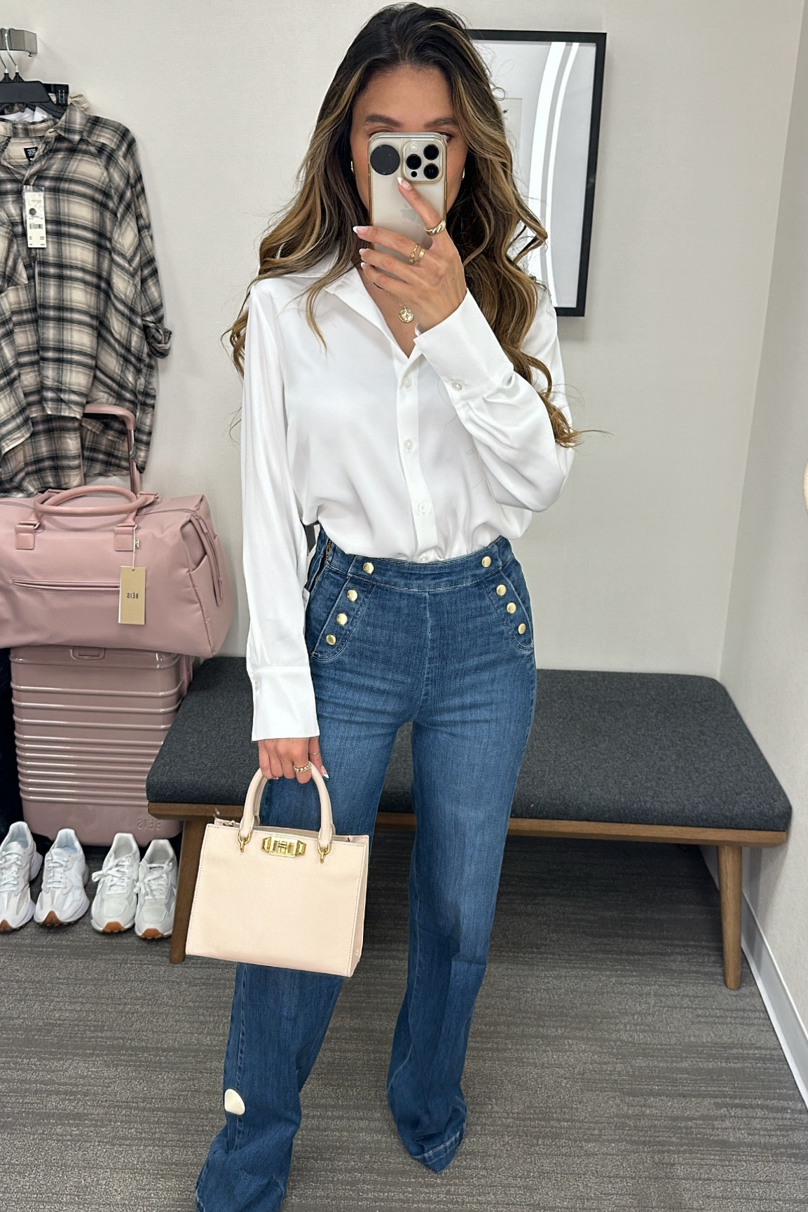 These flare jeans are $100 off! Wearing a size 24 in the jeans and an extra small in the top! 

#LTKStyleTip #LTKItBag #LTKxNSale