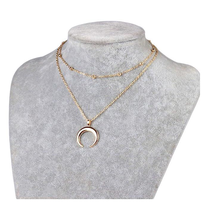 MOCANALA Gold Layered Choker Necklace Bohemia Pearl Bar Pendant Karma Open Circle Heart Disc Coin... | Amazon (US)
