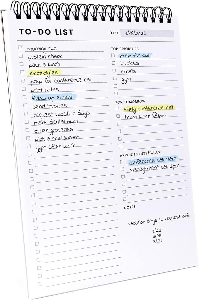 To Do List Notepad: With Multiple Functional Sections - 6.5 x 9.8" 60 Sheets - Spiral Daily Plann... | Amazon (US)
