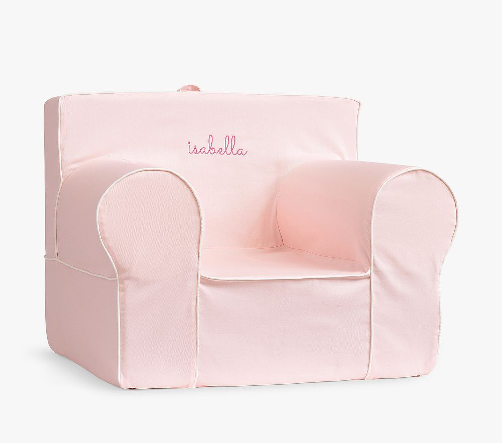 Oversized Anywhere Chair(R), Pearl with White Piping | Pottery Barn Kids