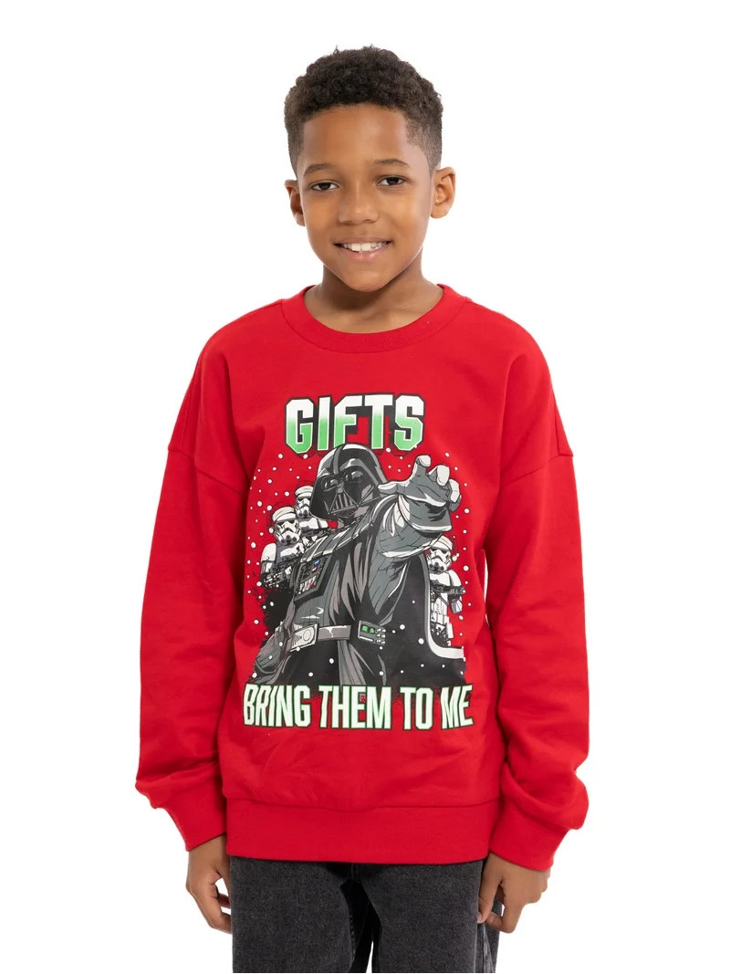 Star Wars Boys Holiday Graphic Sweatshirt with Long Sleeves, Sizes 4-18 | Walmart (US)