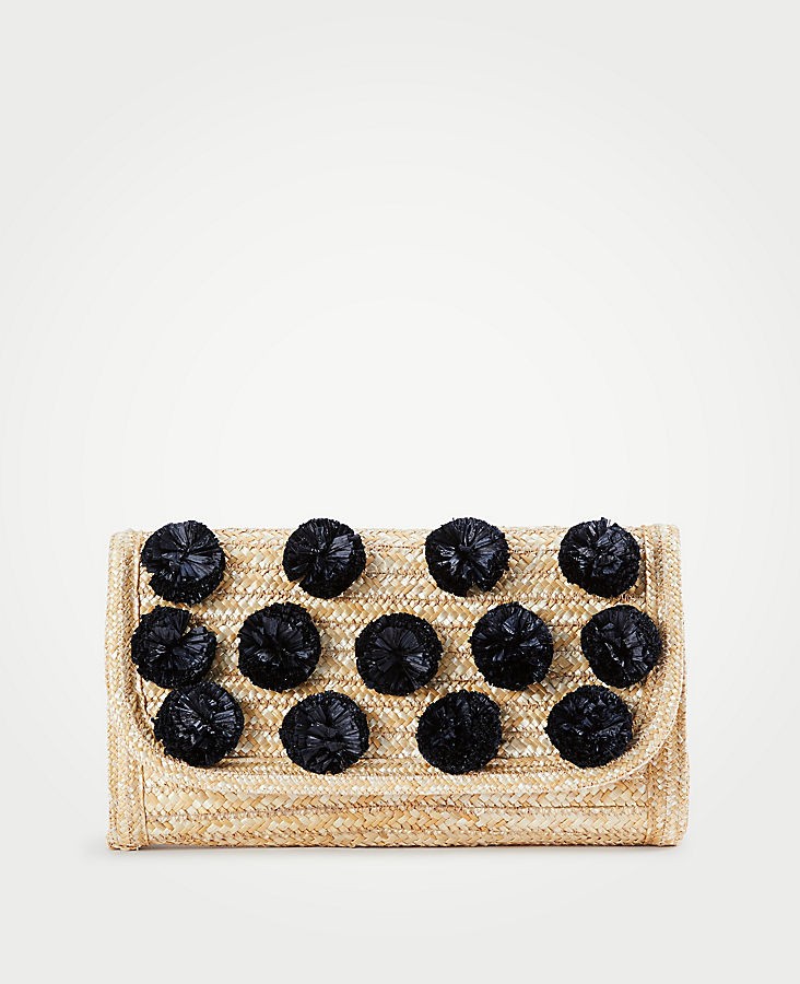 Straw Pom Pom Clutch | Ann Taylor (US)