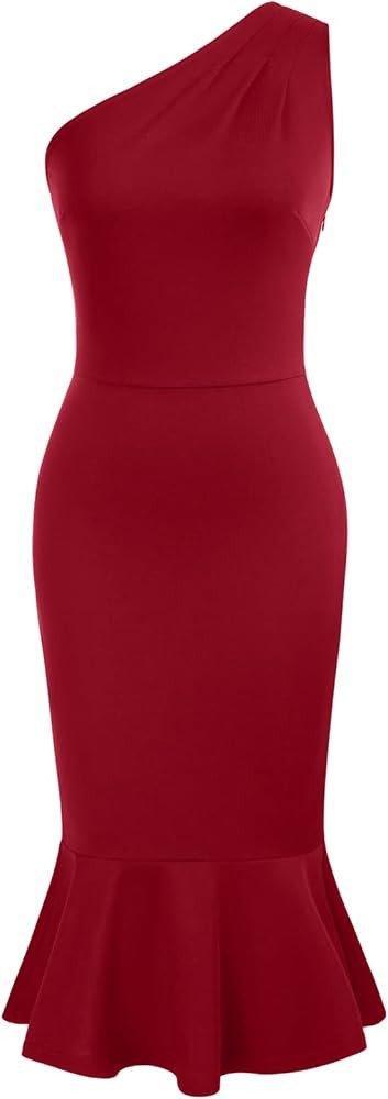 GRACE KARIN Womens One Shoulder Sleeveless Bodycon Dress Mermaid Wedding Guest Dress Formal Evening  | Amazon (US)