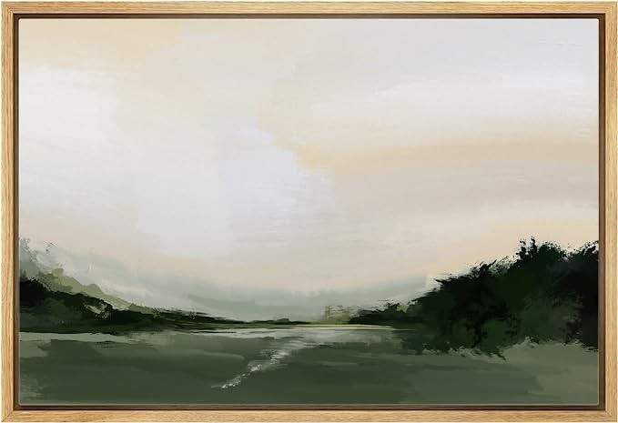 MUDECOR Framed Canvas Print Wall Art Rustic Watercolor Mountain Field Landscape Nature Wilderness... | Amazon (US)