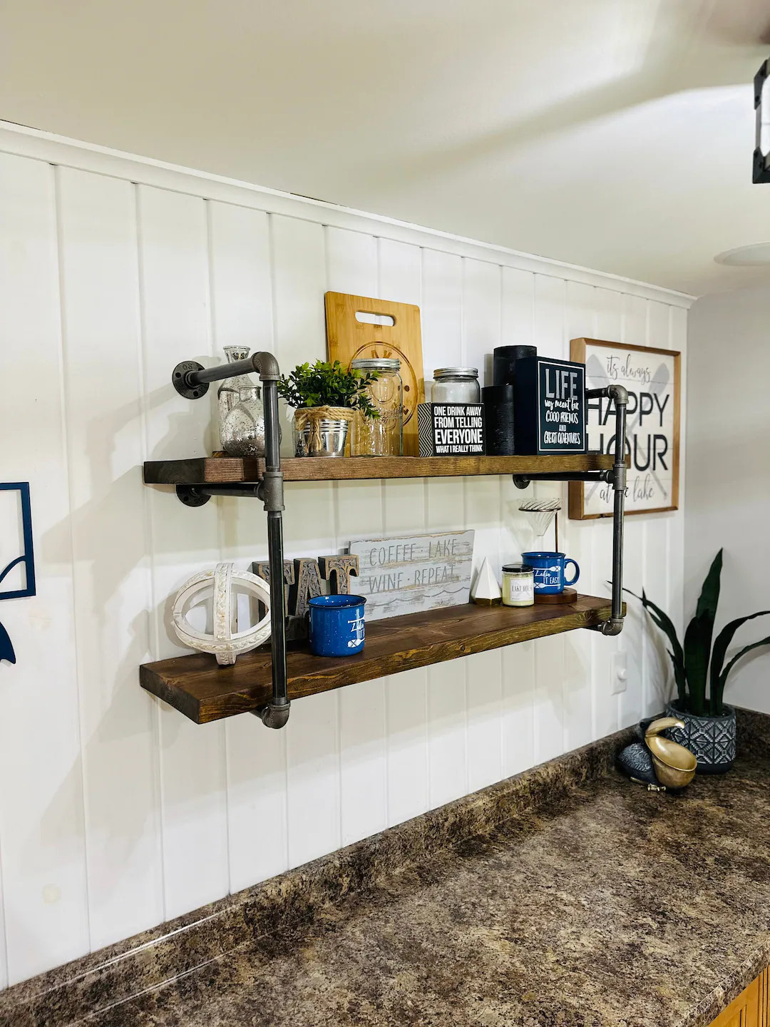 Industrial Wall Mounted Floating Shelving | Open Bookcase | Liquor Display | Kitchen Storage | In... | Etsy (US)