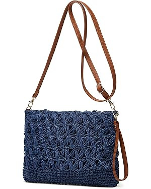 Square Bag Straw Beach Bags For Women Rattan Purse Summer Straw Crossbody Handmade Raffia Bag Han... | Amazon (US)