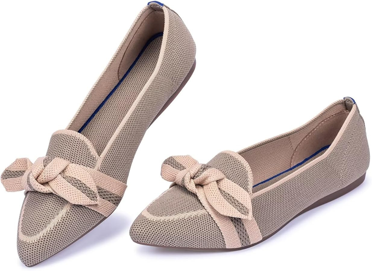 Women's Loafer Flats Casual Knit Fabric Lightweight Dressy Shoes Washable Elegant Pointed-Toe lac... | Amazon (US)
