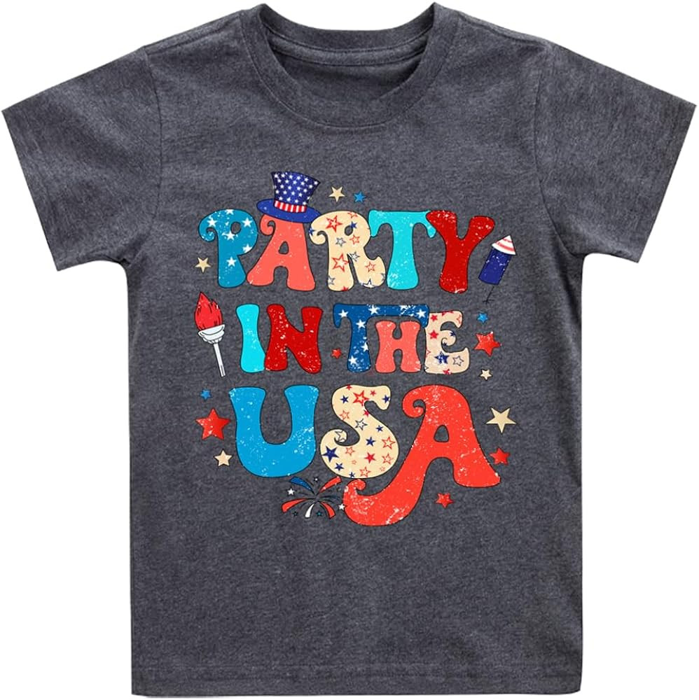 Boys 4th of July Shirt American Flag T-Shirts for Kids Toddler Patriotic Tee Tops Girls Independe... | Amazon (US)