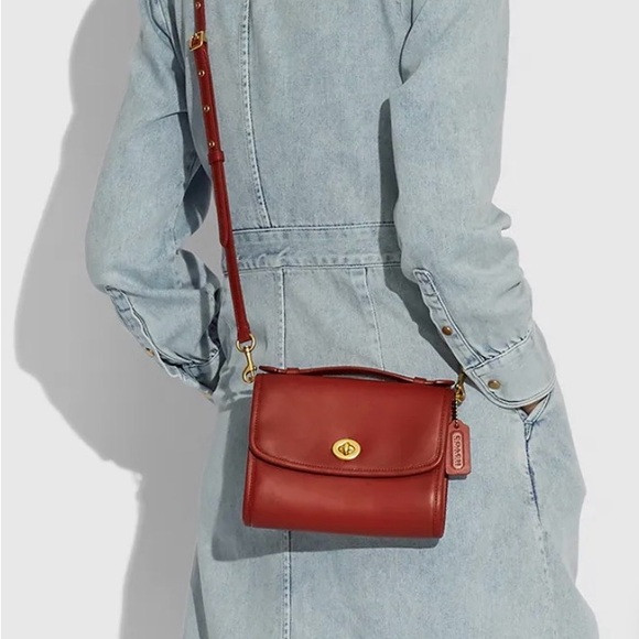 Coach Red Leather Kip Turnlock Crossbody Bag with Gold Hardware | Poshmark