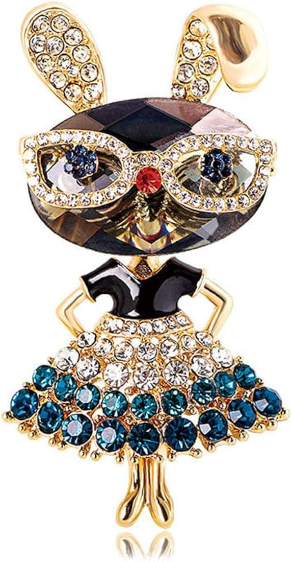 Rhinestone Lady Rabbit Brooch Pin for Women Girls Fashion Crystal Bunny Animal Brooches Lapel Pin... | Amazon (US)