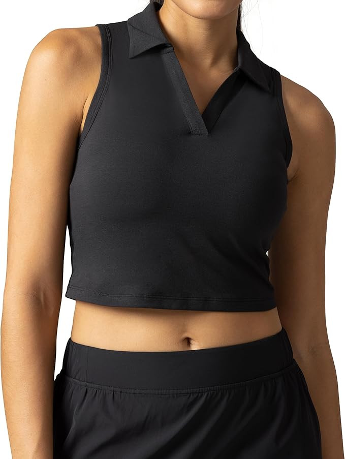Colorfulkoala Women's Polo Tank Tops Slim-Fit Golf Crop Tops Sleeveless Tennis Casual T-Shirts | Amazon (US)