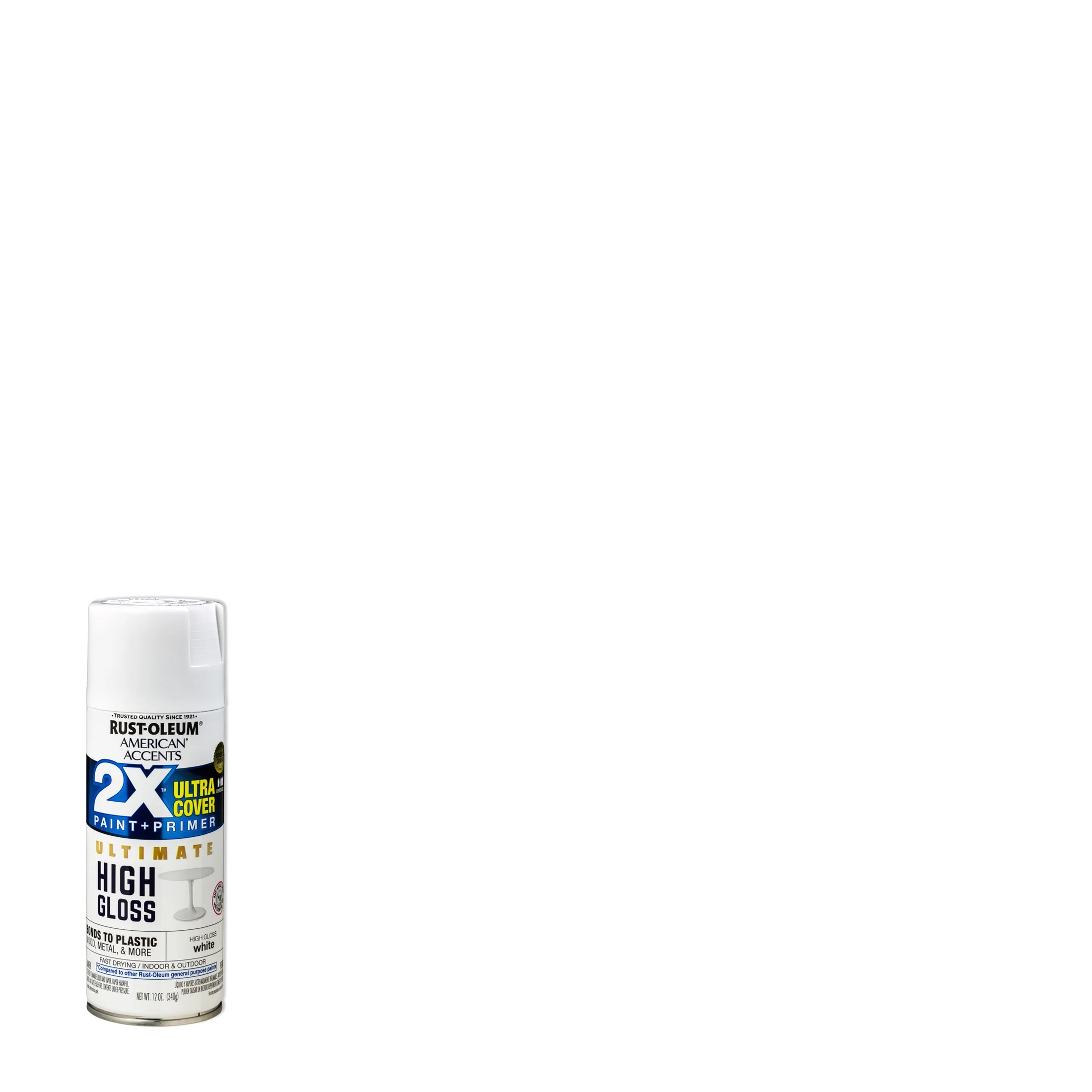 White, Rust-Oleum American Accents Ultra Cover 2X Ultimate High Gloss Spray Paint, 12 oz | Walmart (US)