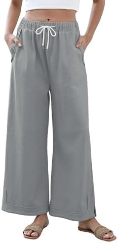 Athlisan Womens Baggy Wide Leg Palazzo Pants Casual Loose Drawstring Elastic Waisted Lounge Trous... | Amazon (US)