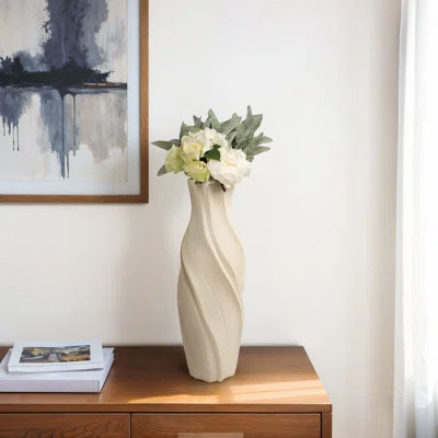 Modern Stoneware Vase with Sculptural Swirl Design - Decorative White Table Vase for Contemporary Living Room, Bedroom, or Office Decor - Elegant Acce | Wayfair North America