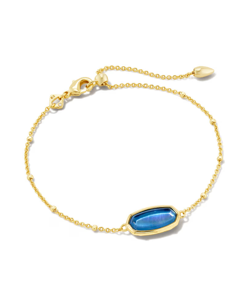 Framed Elaina Gold Delicate Chain Bracelet in Dark Blue Mother-of-Pearl | Kendra Scott