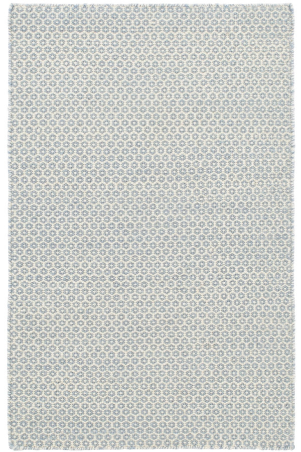 Honeycomb French Blue/Ivory Handwoven Wool Rug | Annie Selke