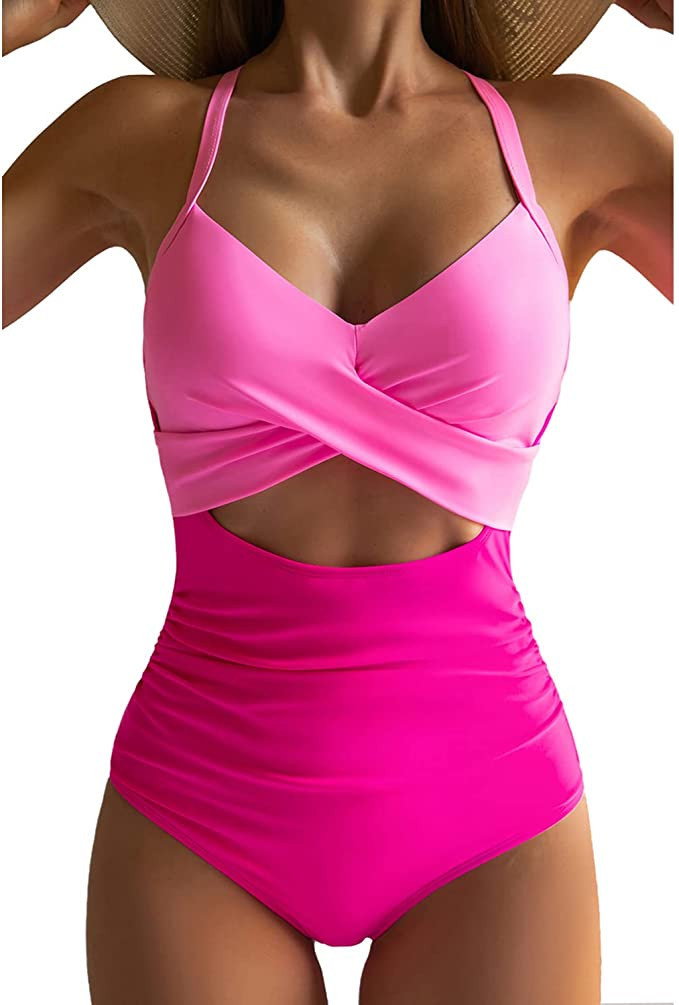Eomenie Women's One Piece Swimsuits Tummy Control Cutout High Waisted Bathing Suit Wrap Tie Back ... | Amazon (US)