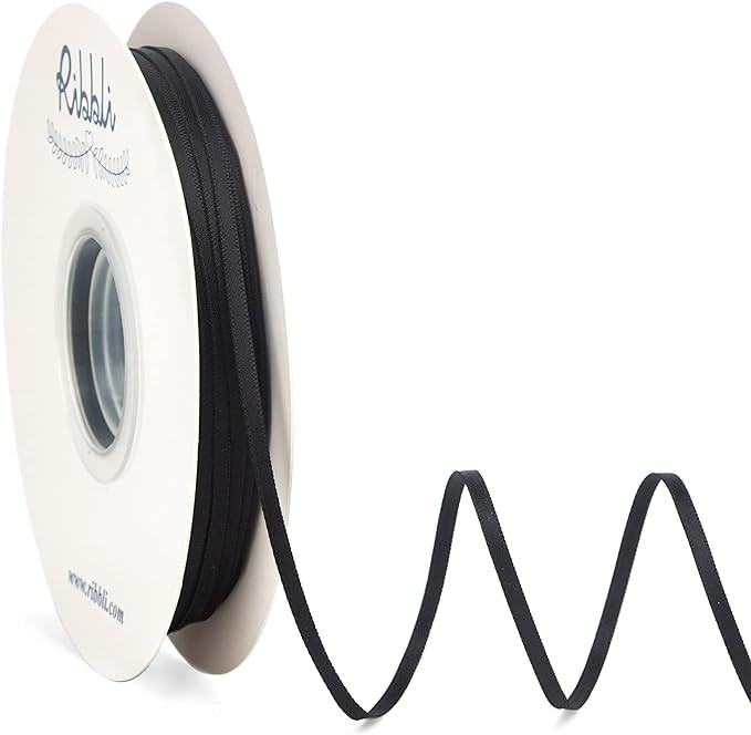 Ribbli Satin Ribbon 1/8 inch x Continuous 100 Yards, Thin Black Ribbon Double Faced Use for Weddi... | Amazon (US)