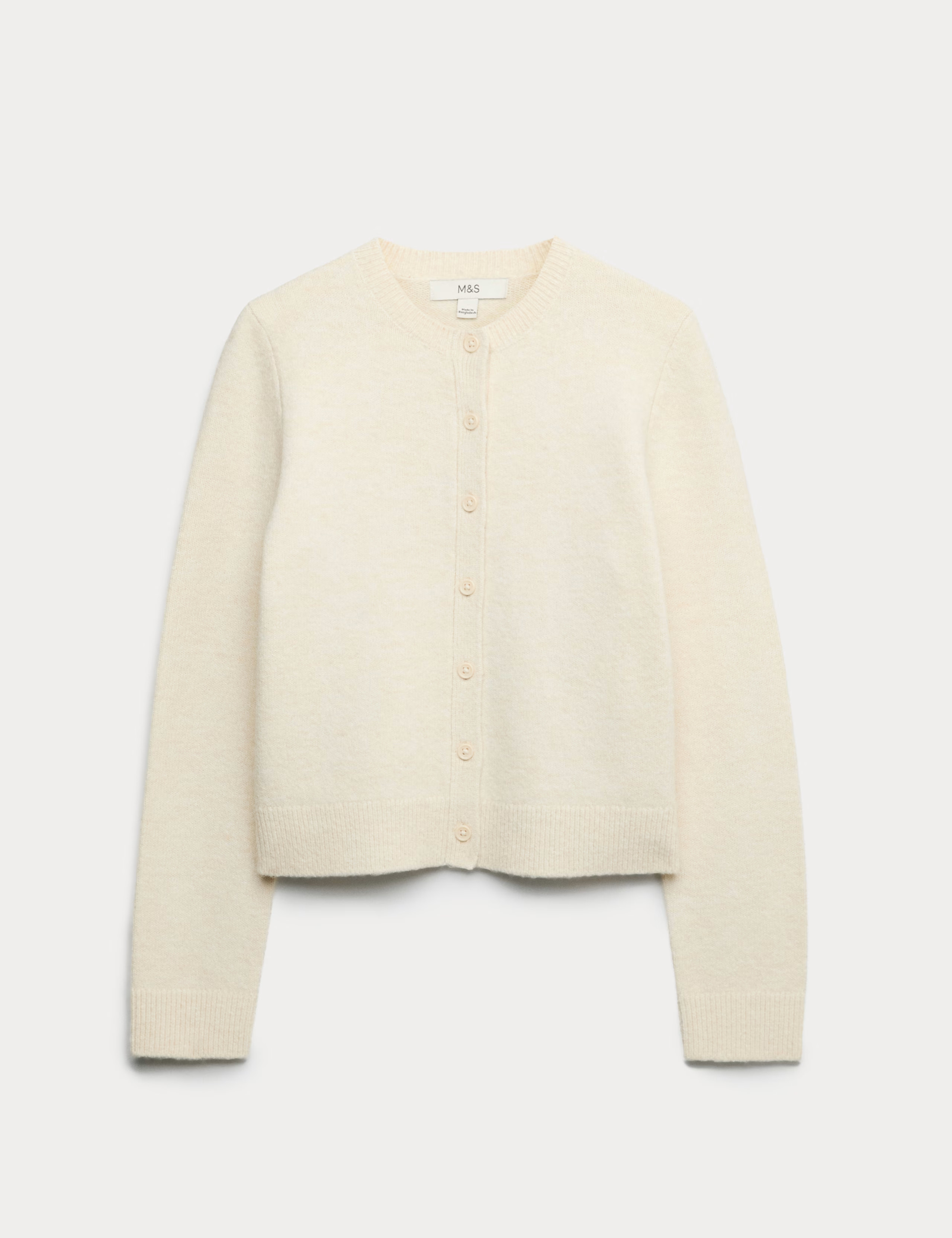 Crew Neck Cardigan with Wool | Marks & Spencer (UK)