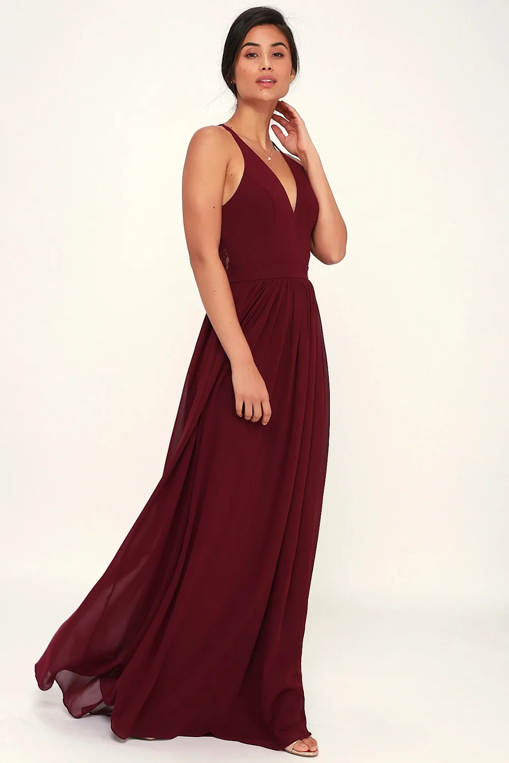 Love Spell Burgundy Lace-Back Maxi Dress | Lulus (US)