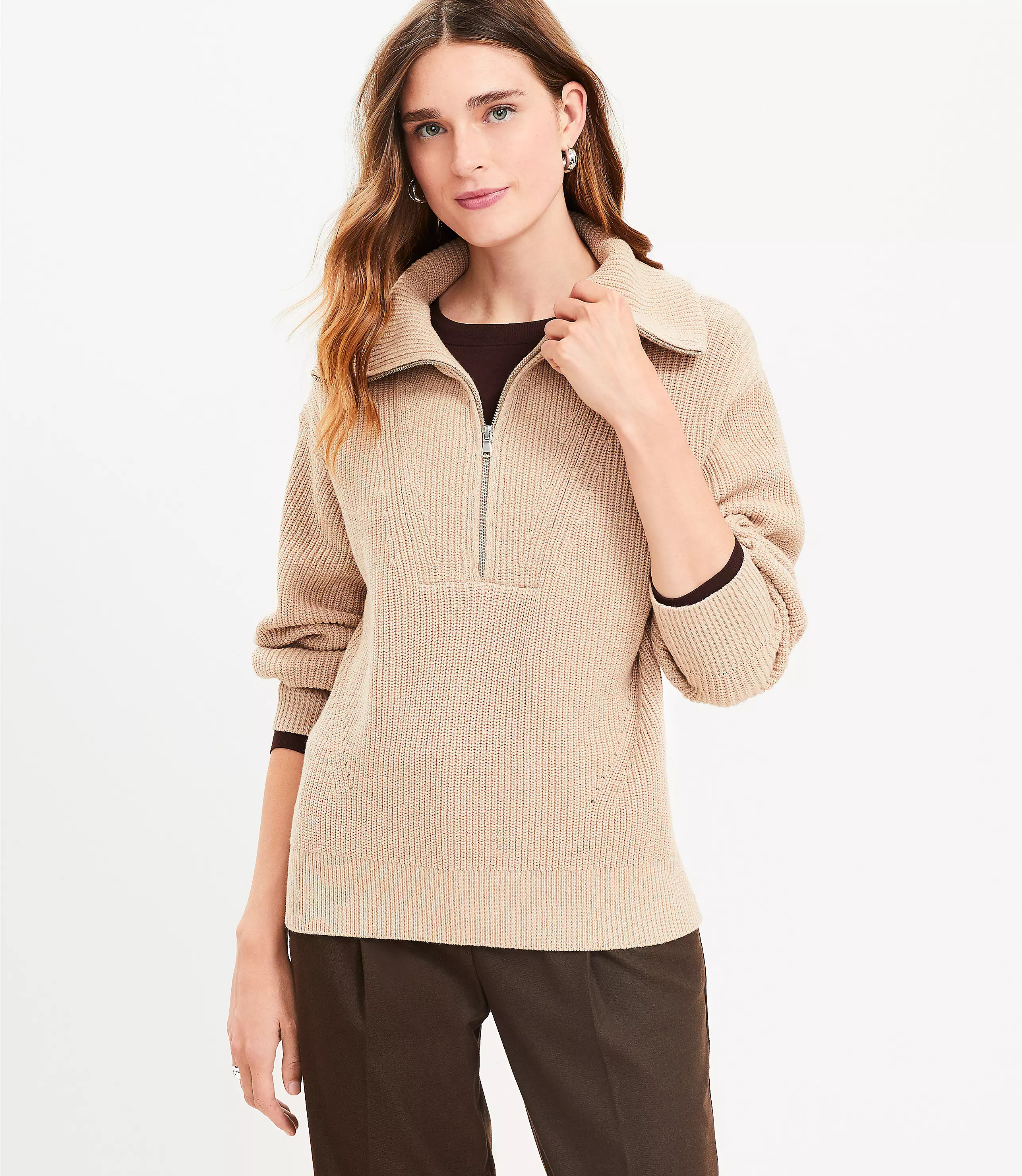 Ribbed Half Zip Sweater | LOFT