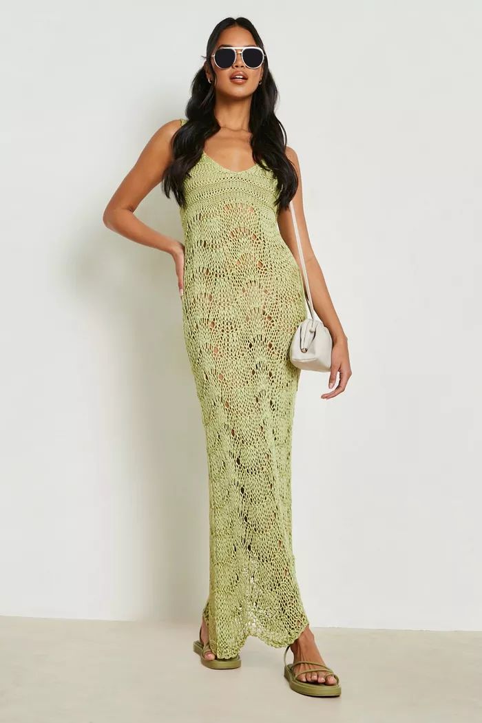 Crochet Scallop Scoop Beach Dress | Boohoo.com (US & CA)