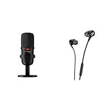 HyperX Cloud Earbuds II – 14mm Drivers, Four Eartips, Hard-Shell Carrying Case, Low-Profile 90° Plug & SoloCast – USB Condenser Gaming Microphone, for PC, PS4, PS5 and Mac, Tap-to-Mute Sensor, Car | Amazon (US)