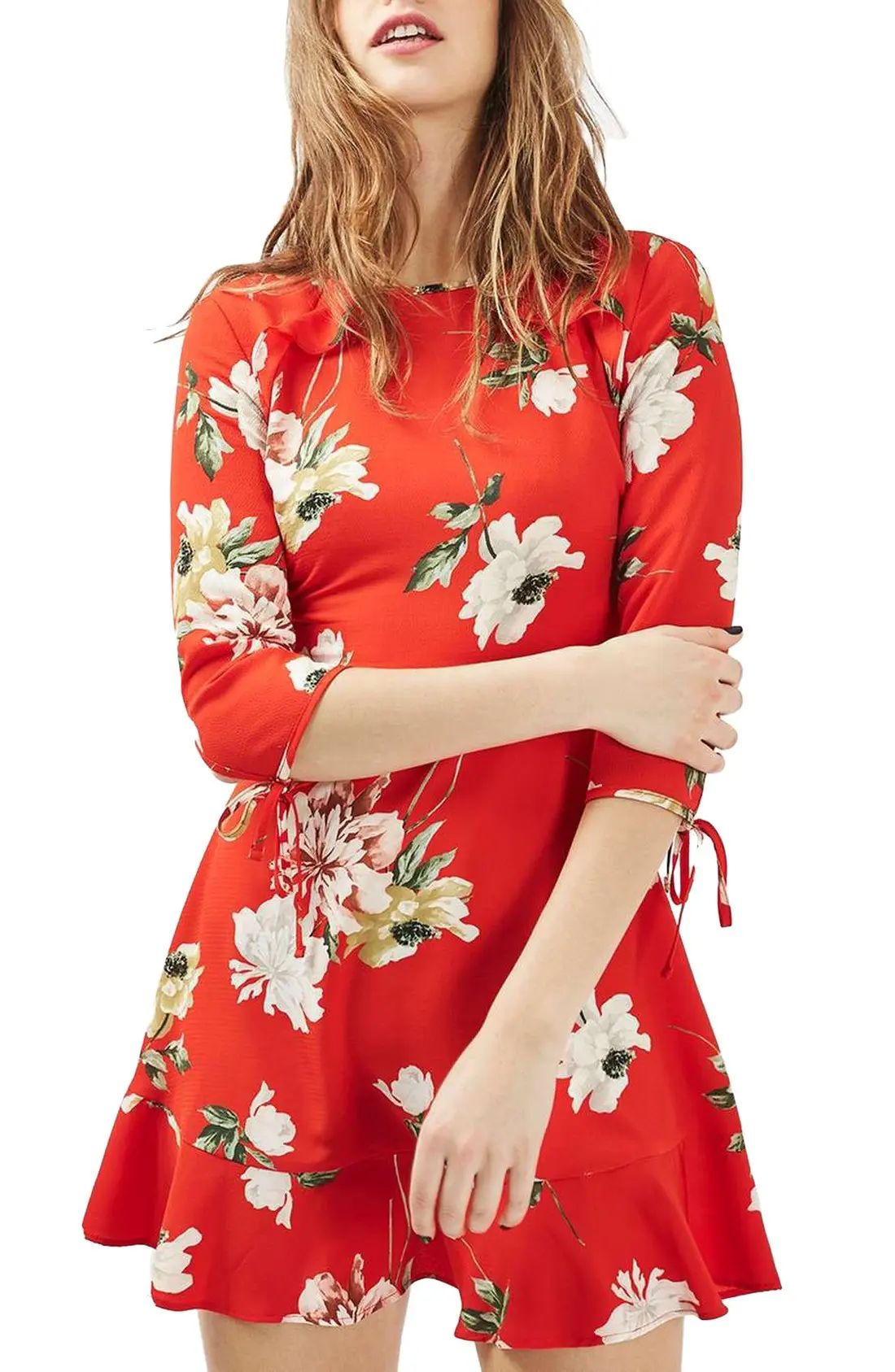 Ruffle Floral Tea Dress | Nordstrom