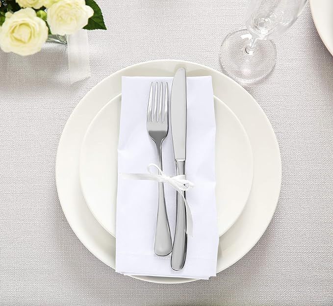 Utopia Kitchen Cloth Napkins 18 by 18 Inches, 12 Pack White Dinner Napkins, Cotton Blend Soft Dur... | Amazon (US)