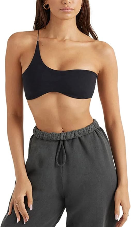 CAKCEATL Women’s Sexy One Shoulder Backless Crop Cami Top Asymmetrical Neck Sleeveless Slim Fit... | Amazon (US)