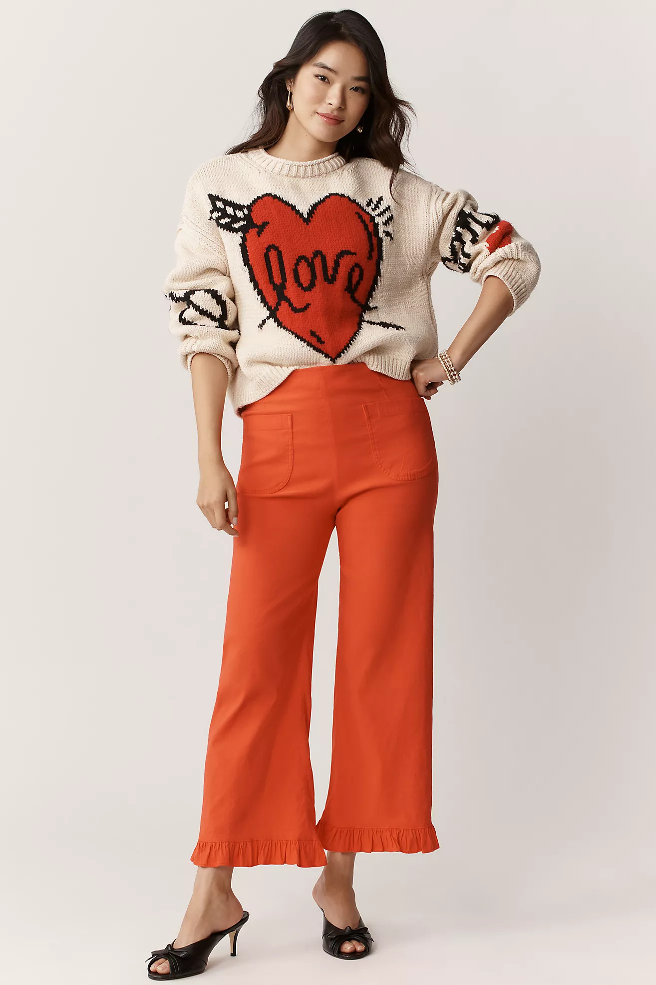 The Colette Magic Fabric Ruffle-Hem Crop Wide-Leg Pants by Maeve | Anthropologie (US)