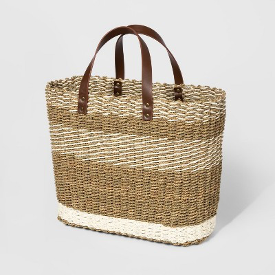 20" x 15" Woven Seagrass Tote Natural/Cream - Threshold™ | Target