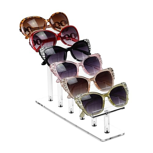 MOOCA 6 Tier Premium Acrylic Eyeglass Holder Stand, Sunglasses Orgaznizer, Sunglass Holder, Eyeglass Display, Eyewear Rack, Glass Display | Amazon (US)
