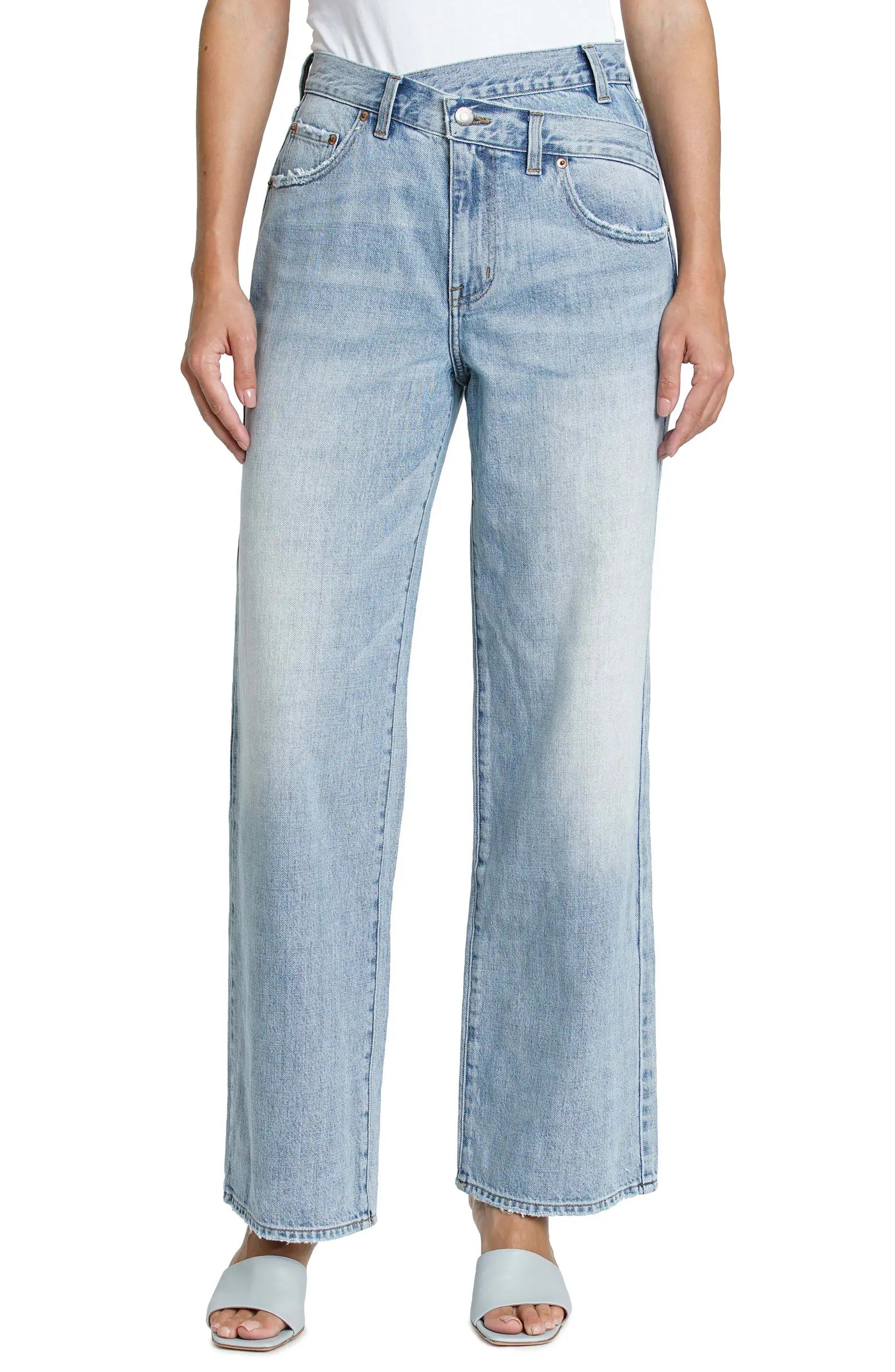 Pistola Bobbie Crossover High Waist Wide Leg Jeans | Nordstrom | Nordstrom