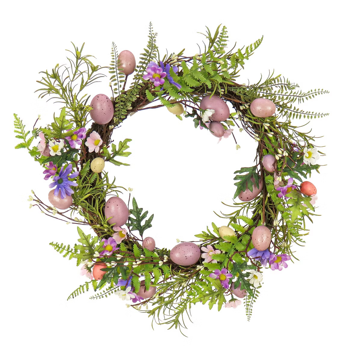 National Tree Company 22" Artificial Spring Wreath, Woven Branch Base, with Pink Pastel Eggs, Pur... | Target
