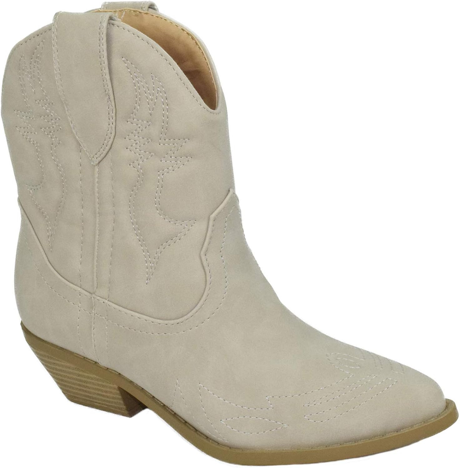 Soda Women Cowgirl Cowboy Western Stitched Ankle Boots Pointed Toe Short Booties Rigging-S | Amazon (US)