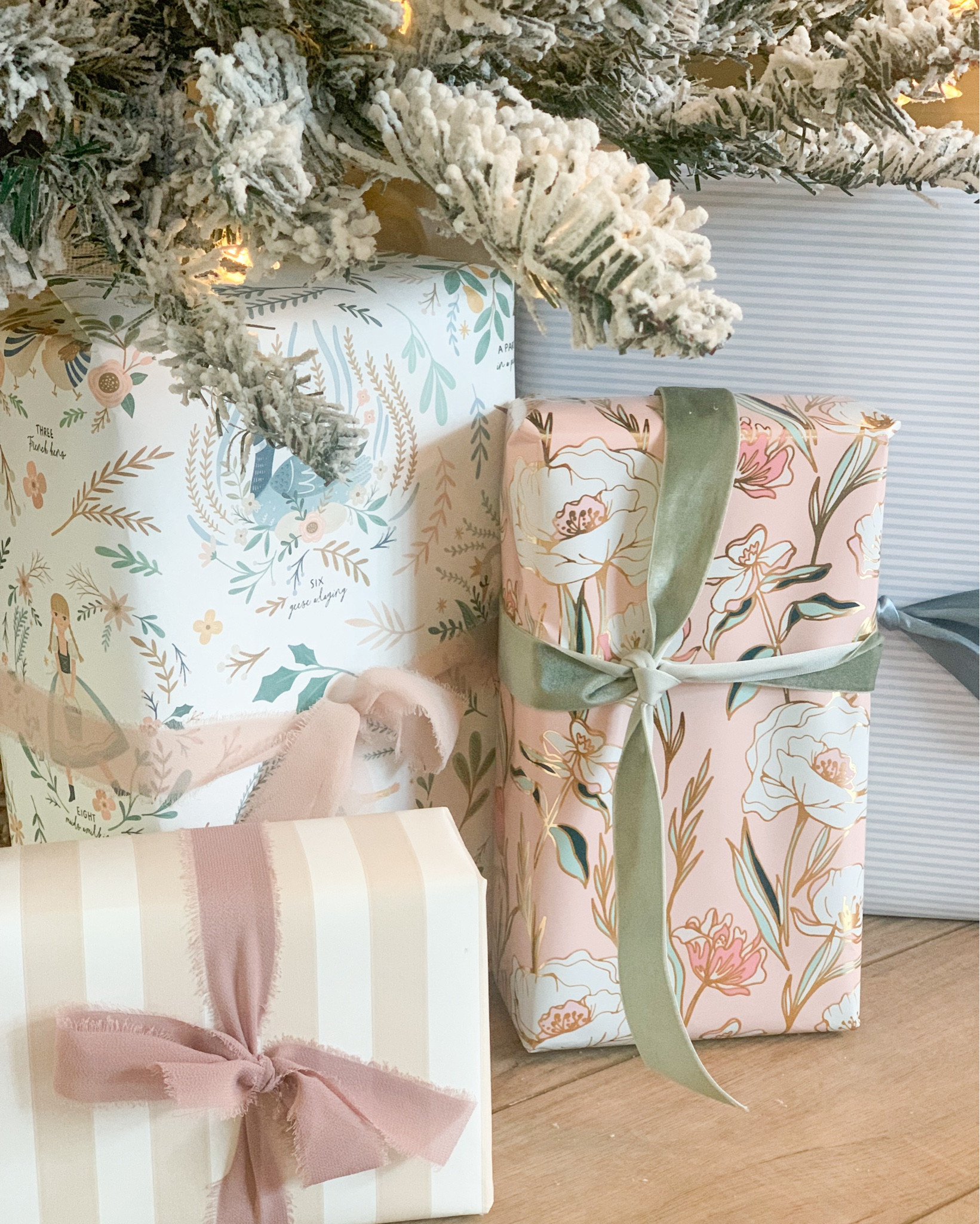 Who says Christmas wrapping paper has to be red and green? Let your personal style shine through! Choose wrapping paper that complements your home and holiday decor for a cohesive, elevated look. Comment PAPER  to receive these links along with the ribbon I used #HolidayAesthetic #GiftWrapInspo 

#LTKHoliday #LTKHome