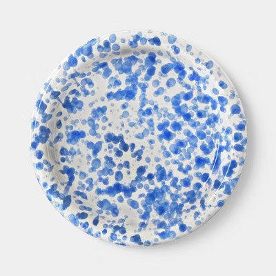 8.5" Stoneware Round Rim Salad Plate Blue Splatter - Room Essentials™ | Target