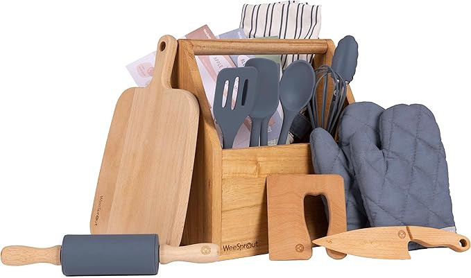 WeeSprout Little Chef Kids Cooking & Baking Set, 14 Piece Cooking Set with Real Kitchen Tools & K... | Amazon (US)