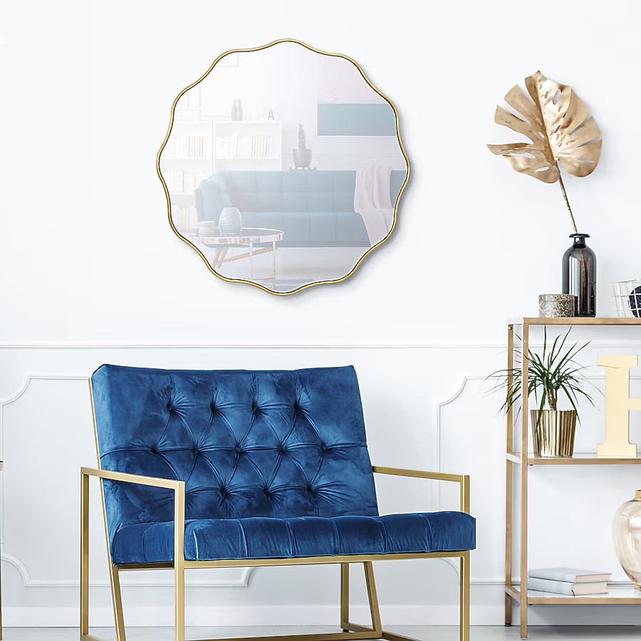 allen + roth 30-in W x 30.0-in H Round Gold Beveled Wall Mirror | Lowe's