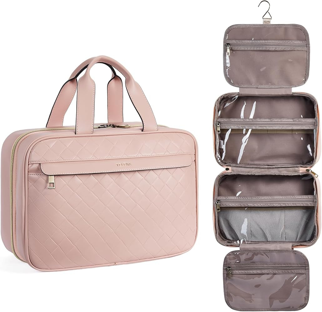 Telena Travel Toiletry Bag for Women with Hanging Hook, Water-resistant Cosmetic Bag Travel Organ... | Amazon (US)