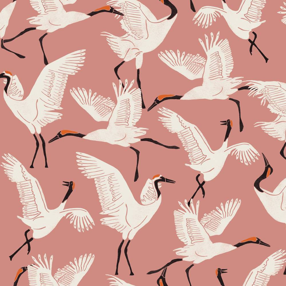 Tempaper Novo Gratz Family of Cranes Dusty Rose Peel and Stick Wallpaper | Target