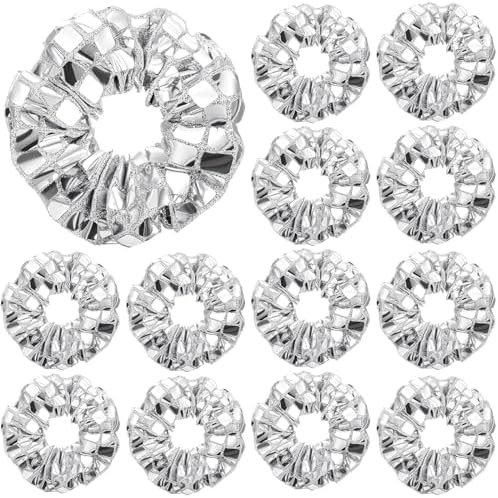 Lyrow 12 Pack Disco Ball Party Favors Sequin Bulk Hair Scrunchies Silver Shiny Glitter Sparkle Di... | Amazon (US)