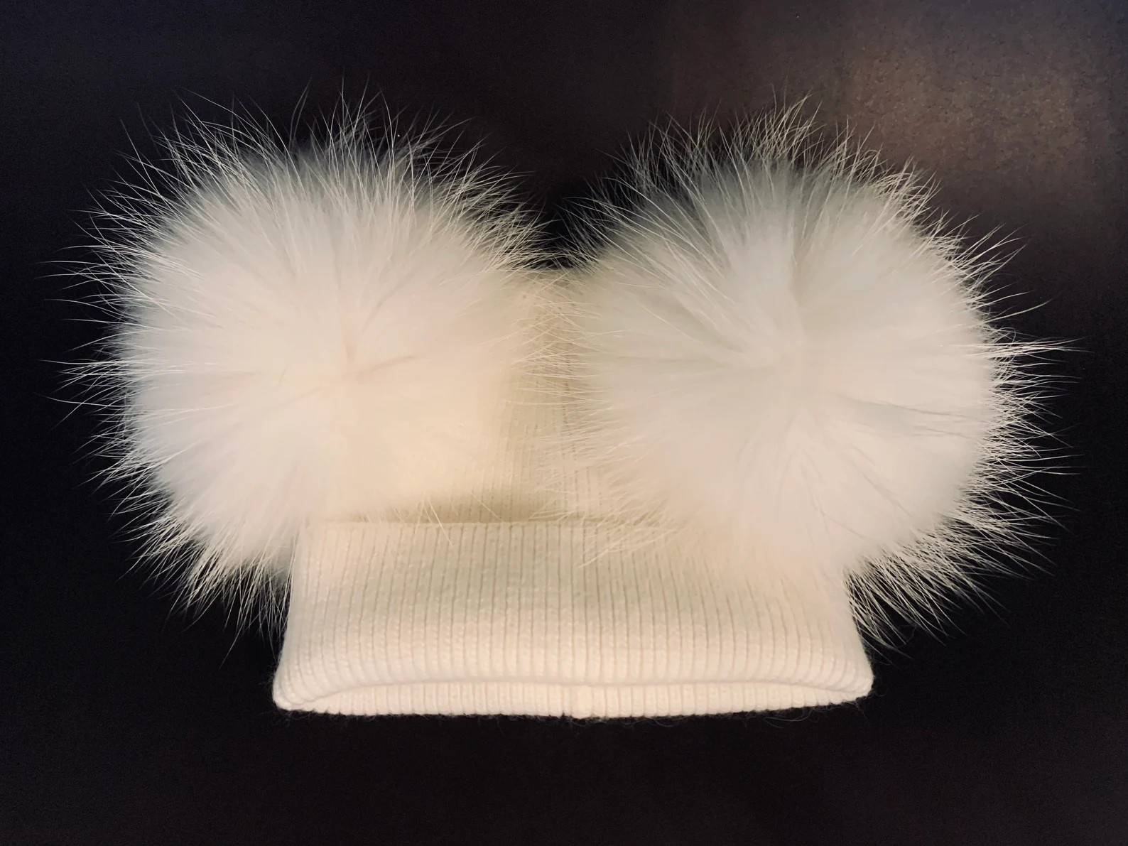 Salebaby Cashmere Double Pom Pom Beanie/beanie With Real Fur Removable Pom Poms. Kids Cashmere Be... | Etsy (US)